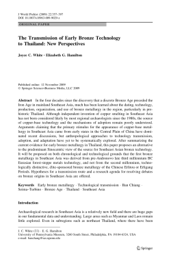The Transmission of Early Bronze Technology to Thailand: New