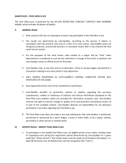 Game Rules - Weekly Pool Mise-o-jeu