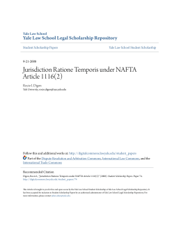 Jurisdiction Ratione Temporis under NAFTA Article 1116(2)