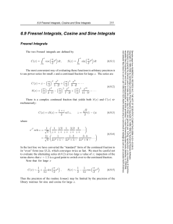 6.9 Fresnel Integrals, Cosine and Sine Integrals