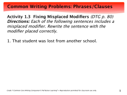 Common Writing Problems: Phrases/Clauses