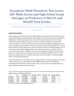 Accuplacer Math Placement Test scores