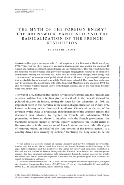 the myth of the foreign enemy? the brunswick manifesto and the