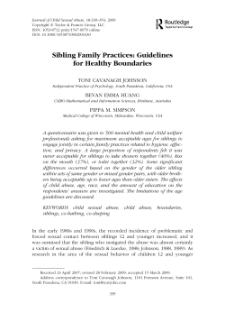Sibling Family Practices - Toni Cavanagh Johnson, Ph.D.