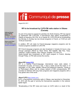 RFI to be broadcast by CJFO-FM radio station in Ottawa (Canada)