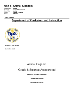 Department of Curriculum and Instruction Animal Kingdom Grade 8