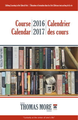2016 2017 Course Calendar Calendrier des cours