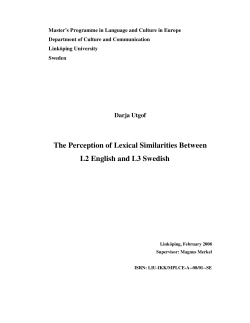 The Perception of Lexical Similarities Between L2 English