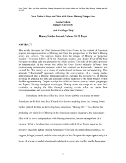 Gran Torino`s Boys and Men with Guns: Hmong Perspectives.