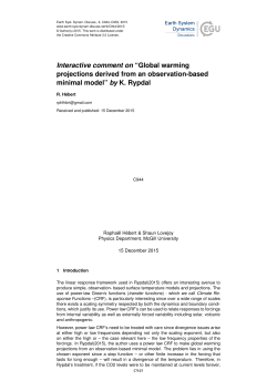 Interactive comment on &ldquo;Global warming projections derived from an