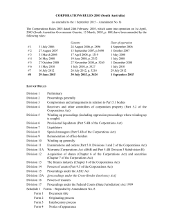 CORPORATIONS RULES 2003 - Courts Administration Authority