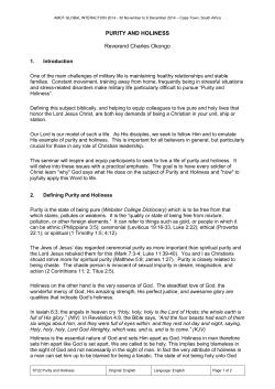 PURITY AND HOLINESS Reverend Charles Okongo