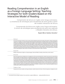 Reading Comprehension in an English as a Foreign Language