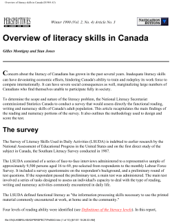 Literacy Skills Used in Daily Activities