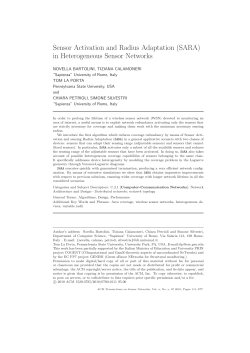 Sensor Activation and Radius Adaptation (SARA) in Heterogeneous