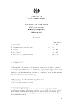 Fixed Costs &ndash; The Time Has Come - Courts and Tribunals Judiciary