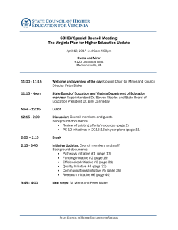 SCHEV Special Council Meeting: The Virginia Plan for Higher