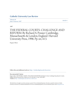 THE FEDERAL COURTS: CHALLENGE AND REFORM. By Richard