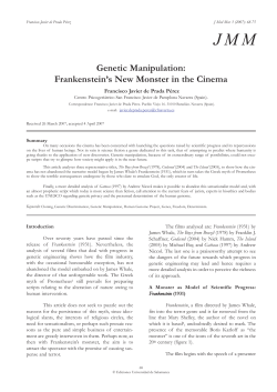 Genetic Manipulation: Frankenstein`s New Monster in the Cinema