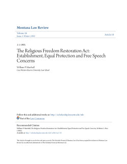 The Religious Freedom Restoration Act: Establishment, Equal