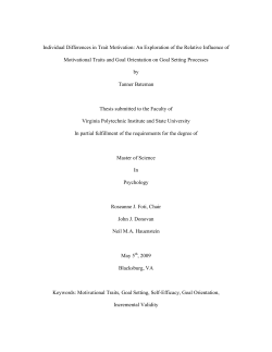 Individual Differences in Trait Motivation: An Exploration of the