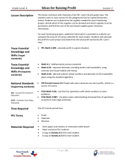 Ideas for Raising Profit - Texas Council on Economic Education