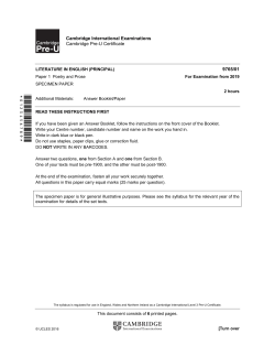 2019 Specimen Paper 1