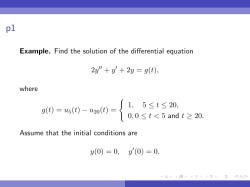 Example. Find the solution of the differential equation 2y + y + 2y = g