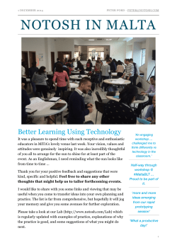 Newsletter 1 &ndash; November 2014