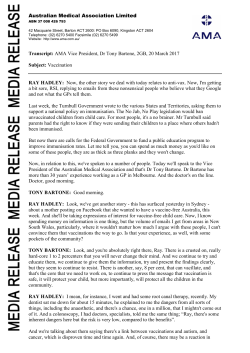 Transcript - Dr Tony Bartone, 2GB - Vaccination