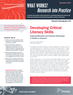 Developing Critical Literacy Skills - Ministry of Education