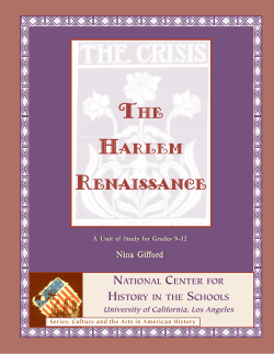 the harlem renaissance - National Center for History in the Schools