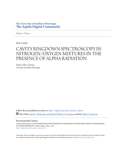 cavity ringdown spectroscopy in nitrogen/oxygen mixtures in the