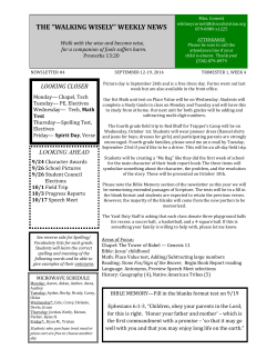 the &ldquo;walking wisely&rdquo; weekly news