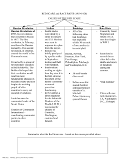 RED SCARE and RACE RIOTS (1919-1920) CAUSES