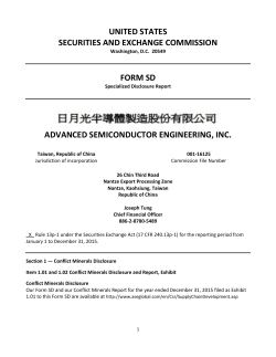 ASE SEC Conflict Minerals Filing for 2015