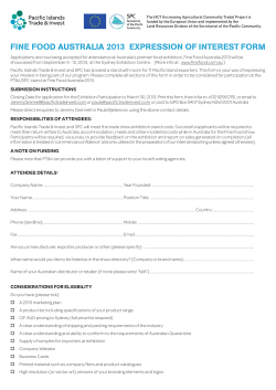 FINE FOOD AUSTRALIA 2013 ExpRESSION OF INTEREST FORm