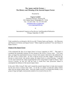 Garfield E. The Agony and the Ecstasy