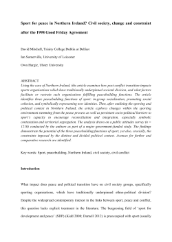 Sport for peace in Northern Ireland? Civil society, change and