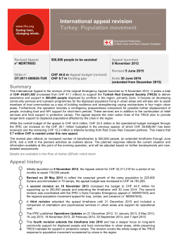 International appeal revision Turkey: Population movement