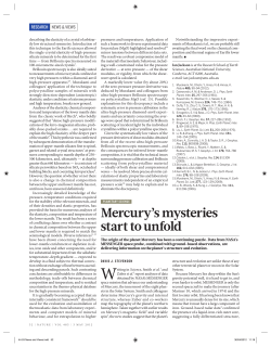 Mercury`s mysteries start to unfold