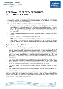 personal property securities act&mdash;what is a pmsi?