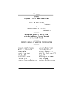 No. _____ Supreme Court of the United States ______ Petitioner, v