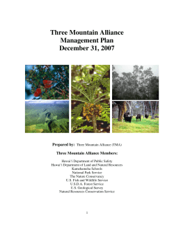 Three Mountain Alliance Management Plan December 31, 2007