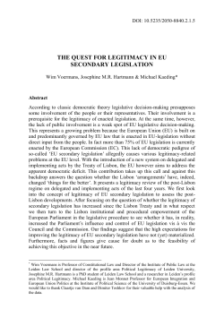THE QUEST FOR LEGITIMACY IN EU SECONDARY LEGISLATION