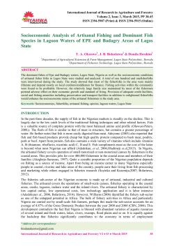 Socioeconomic Analysis of Artisanal Fishing and Dominant