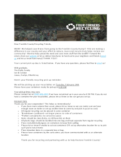 Dear Franklin County Recycling Friends, WOW! We helped save 8