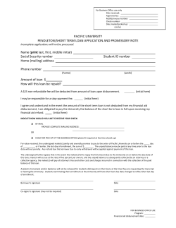 PACIFIC UNIVERSITY PENDLETON/SHORT TERM LOAN