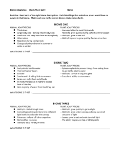 Adaptations Needed To Live In Earth`s Biomes Matching