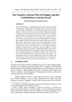 The Nameless African Wife of Potiphar and Her Contribution to